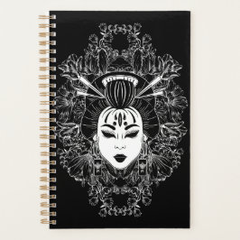 AGENDA ESPÍRITU GEISHA MÍSTICO CELESTIAL JAPONÉS EN NEGRO