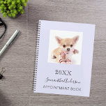 Agenda Espliego de fotos del personalizado del gato<br><div class="desc">Una lavanda,  fondo violeta. Personalice y añada una foto,  año,  nombre y texto. El nombre está escrito en negro con un gran guión moderno de estilo con letras a mano.</div>