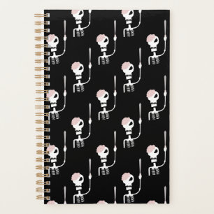 Agenda esqueleto de Halloween con una espada 