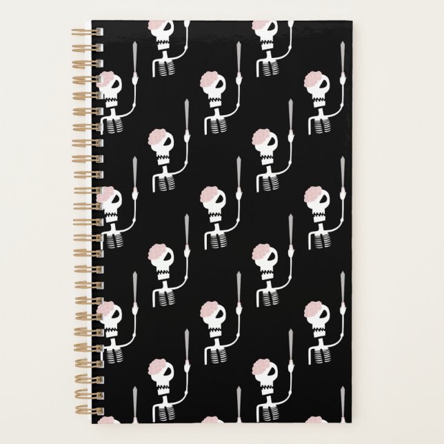 Agenda esqueleto de Halloween con una espada  (Anverso)