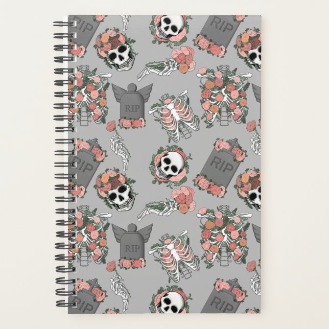 Agenda Esqueleto floral gris (Anverso)