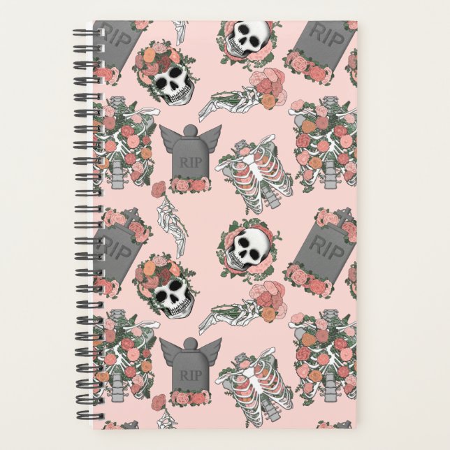 Agenda Esqueleto floral rosado (Anverso)