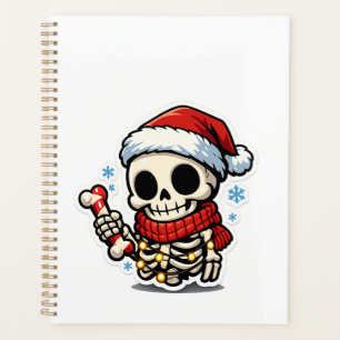 Agenda Esqueleto Kawaii de Navidad Lindo Sosteniendo Caña