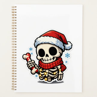 Agenda Esqueleto Kawaii de Navidad Lindo Sosteniendo Caña