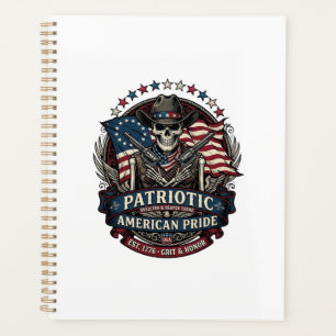 Agenda Esqueleto Patriótico Vaquero Patriota Oscuro Esque
