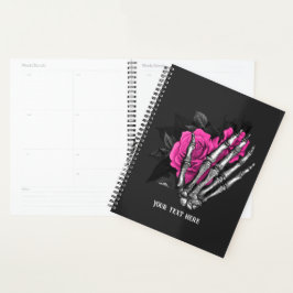 Agenda Esqueleto rosa gótico vintage personalizado