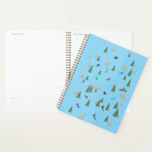 Agenda Esquiadores alpinos esquiando cuesta abajo Azul pa