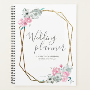 Agenda Esquina de la flor de la acuarela de la boda marco
