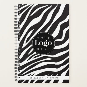 Agenda Estampa de cebra chic personalizada con logotipo d