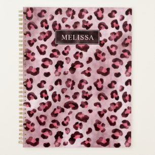 Agenda Estampado Animal Leopardo Rosa Con Hojalata Falsa
