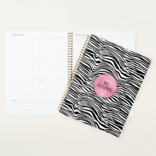 Agenda Estampado de cebra en blanco y negro