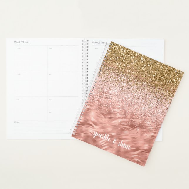 Agenda Estampado de cebra rosa con brillo chic (Demostración)