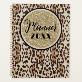 Agenda Estampado de leopardo con brillo dorado