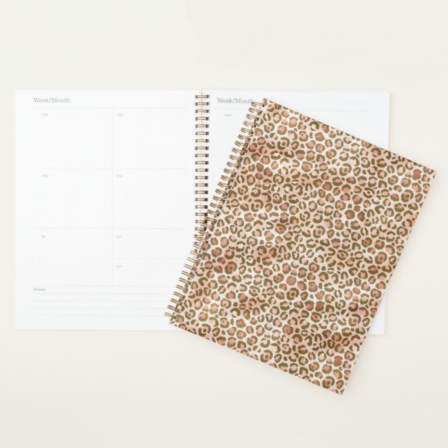 Agenda Estampado Leopardo Marrón Melocotón Bonito (Demostración)