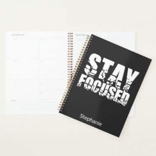 Agenda Estar centrado Frase motivadora con texto blanco