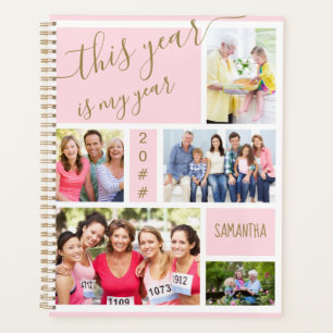 Agenda Este año es mi año Collage de fotos de oro rosad