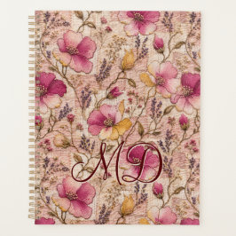 Agenda Estética Coquette Floral Cottagecore Rosa