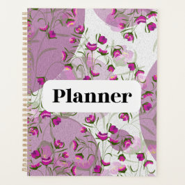 Agenda Estética floral artística rosa y púrpura de jardín