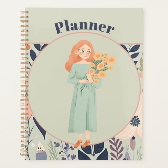 Agenda estética floral verde edad  (Anverso)