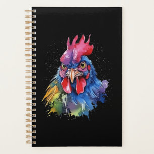 Agenda Estilo de acuarela de pollo de gallo de campo