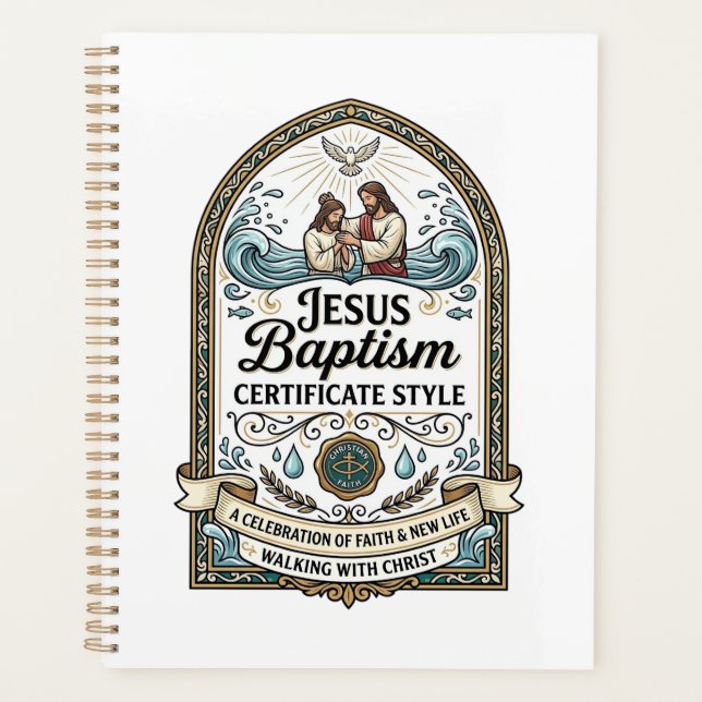 Agenda Estilo de Certificado de Bautismo de Jesús Certifi (Anverso)