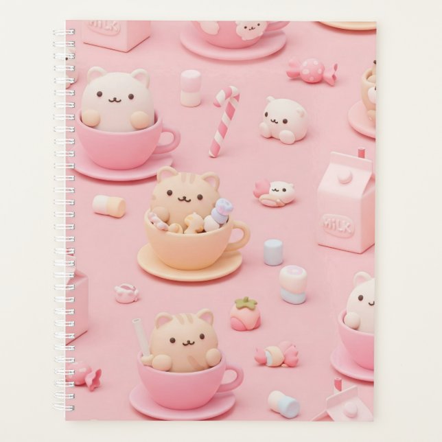 Agenda Estilo Harajuku: Gatitos en tazas de Natasha Us (Anverso)