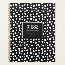 Agenda Estilo Patrón de lunares blancos y negros personal
