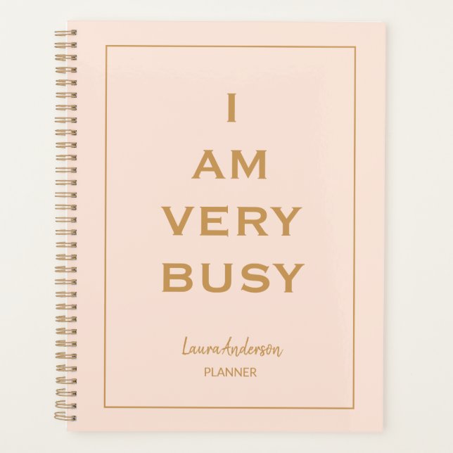 Agenda "Estoy muy ocupado" Planner rosa y dorado (Anverso)