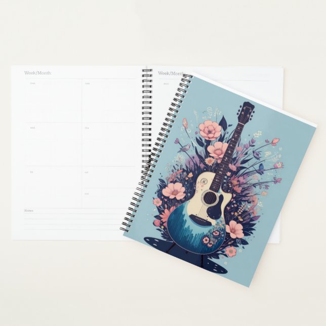 Agenda Estrecho en estilo con guitarra y patrón floral (Demostración)