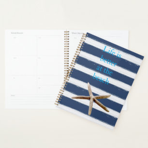 Agenda Estrella de mar de rayas azules y blancas