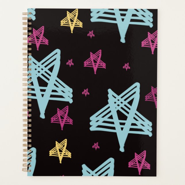 Agenda Estrellas balanceándose Rosa Azul Negro  (Anverso)