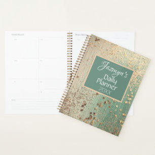 Agenda Estrellas caprichosas sobre el verde personalizado