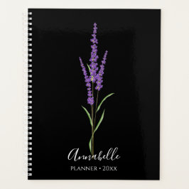 Agenda Estrellas de lavanda en negro | Personalizado