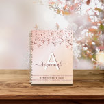 Agenda Estrellas modernas del purpurina rosa dorado monog<br><div class="desc">El oro rosa y el gradiente rosado, de diseño, ondulado y femenino, con estrellas de oro subió y rosa goteando. Personalice y añada su nombre, letra de monograma y un título. El título dentro de cintas falsas purpurinas. Un planificador para organizar clientes de negocios, citas, listas o tu vida diaria....</div>