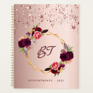 Agenda Estrellas monográficas de florals burdeos de oro d