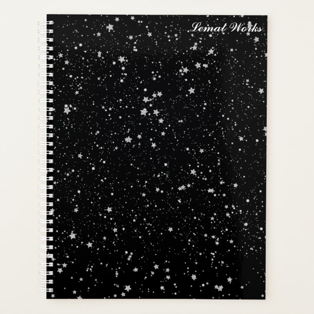 Agenda Estrellas purpurinas2 - Negro plateado (Anverso)