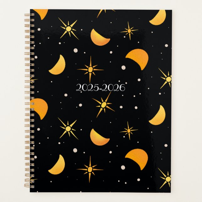 Agenda Estrellas y lunas Personalizado Noir negro Planifi (Anverso)