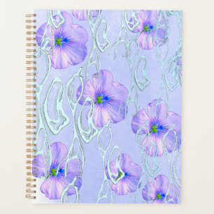Agenda Estuche elegante para teléfono con flores moradas