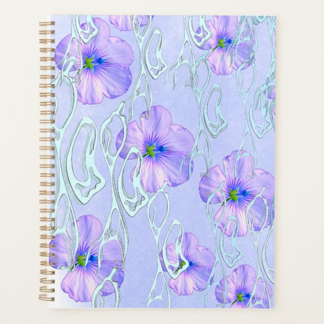 Agenda Estuche elegante para teléfono con flores moradas  (Anverso)