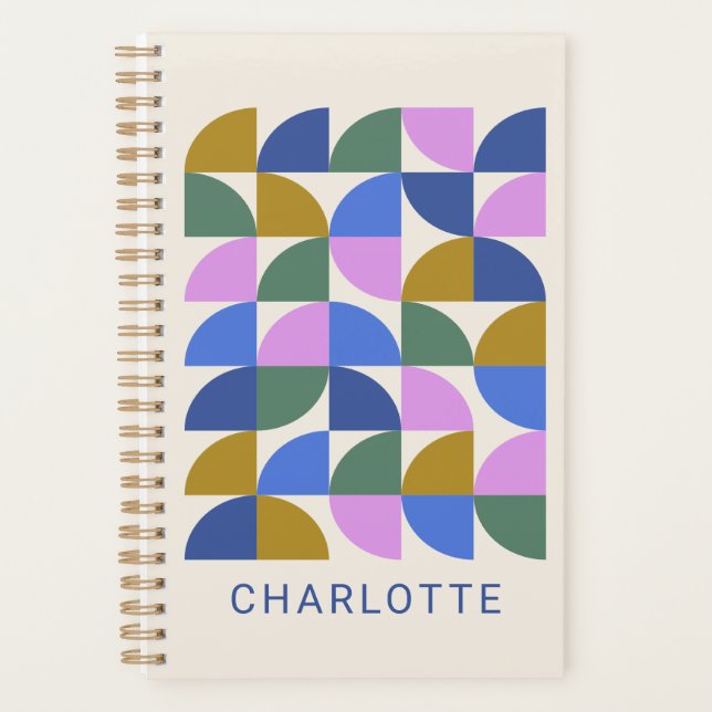 Agenda Estudiante Geométrico Moderno y Colorido Personali (Anverso)