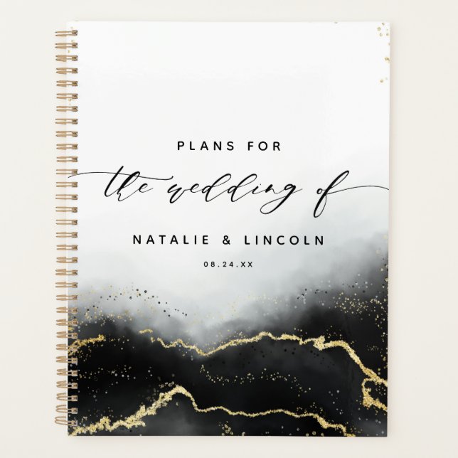 Agenda Ethereal Mist Ombre Black Watercolor Moody Boda (Anverso)