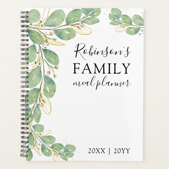 Agenda Eucalyptus Greenery Elegante Comida Familiar Blanc (Anverso)