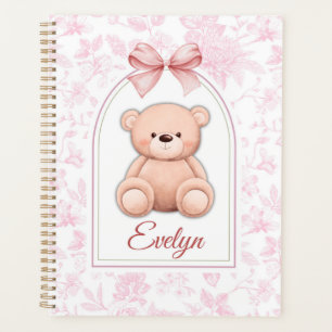 Agenda Evelyn   Diseño de guardería de osito rosado perso