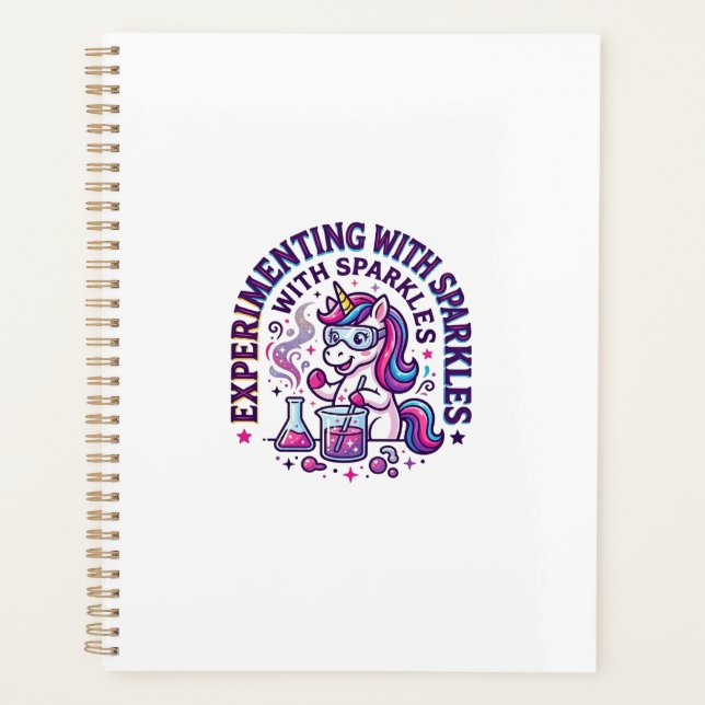 Agenda Experimento de Unicornio con Brillo Comercial Cort (Anverso)