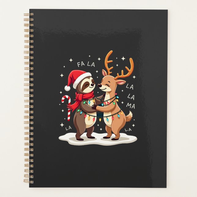 Agenda Fa La La Llama Luces de Navidad Perezoso Montando  (Anverso)