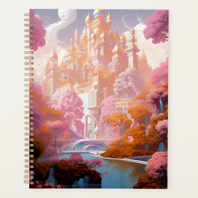 Agenda Fairy Tale Castle Pink White Gold Fantasma Art (Anverso)