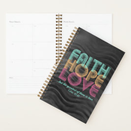 Agenda Faith Hope Love Christian Bible Verse Retro