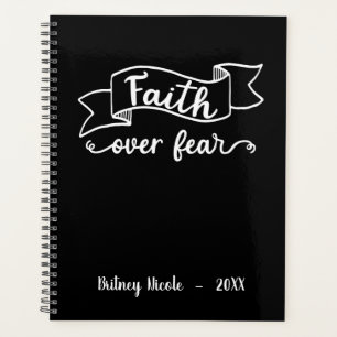 Agenda Faith Over Fear Elegant Script Black Personalizado