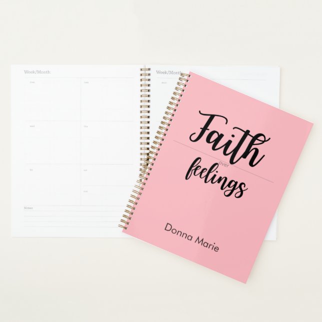 Agenda Faith Over Feelings Pink Planner for Women (Demostración)