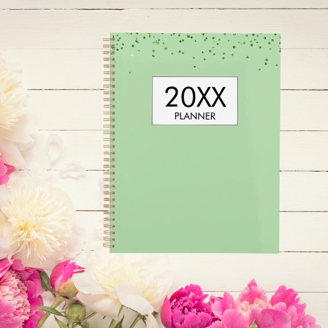 Agenda Falling Green Glitter Personalized Yearly (Subido por el creador)
